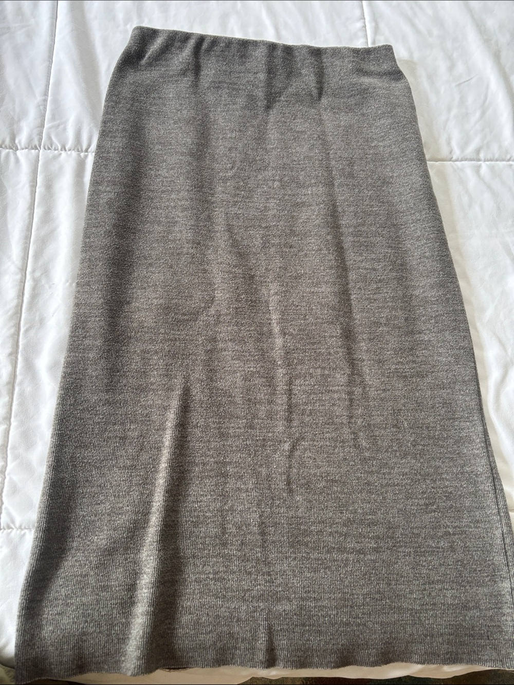 Zara Heather Gray Midi Knit Pencil Skirt